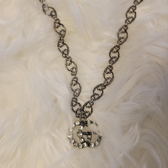 Gucci Crystal Double G necklace 'Aged Palladium - Picture 3 of 4